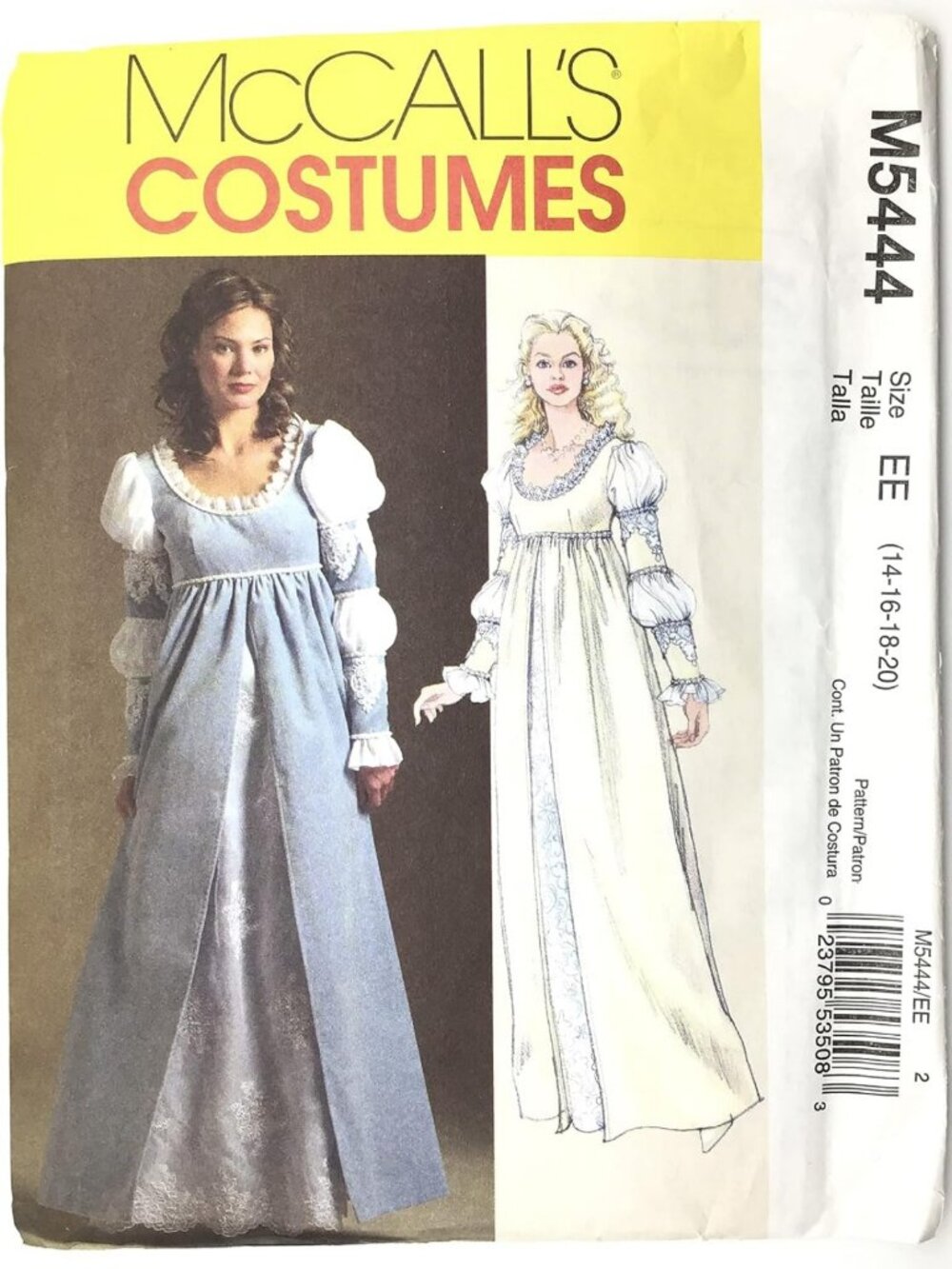 Renaissance Costume Sewing Pattern for Misses, Sizes 14-20, DIY Dress Making